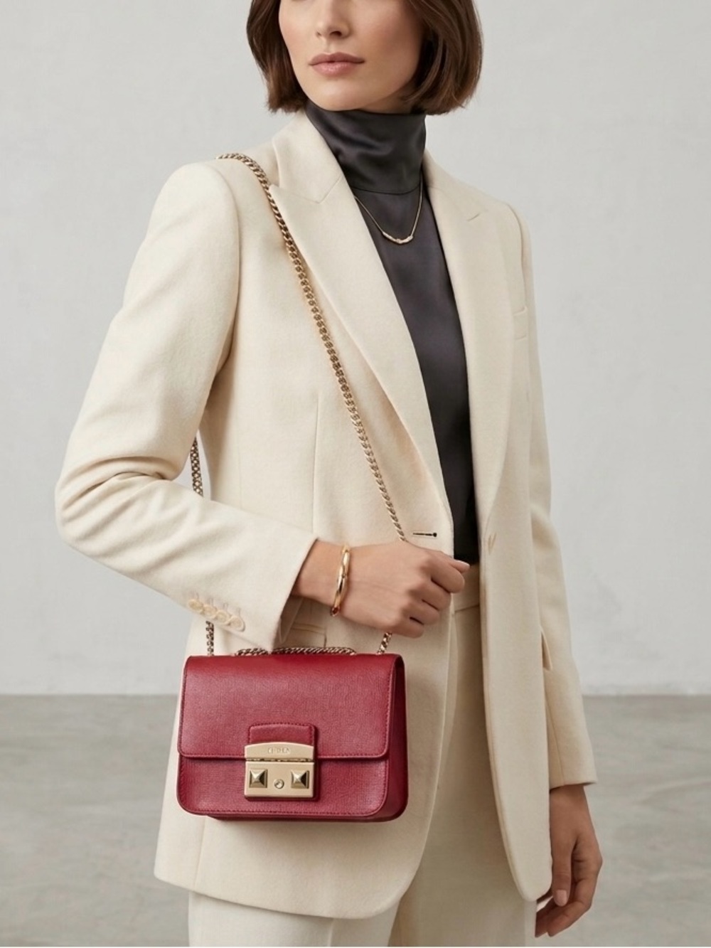 Furla Red Mini Bella Leather Crossbody Bag